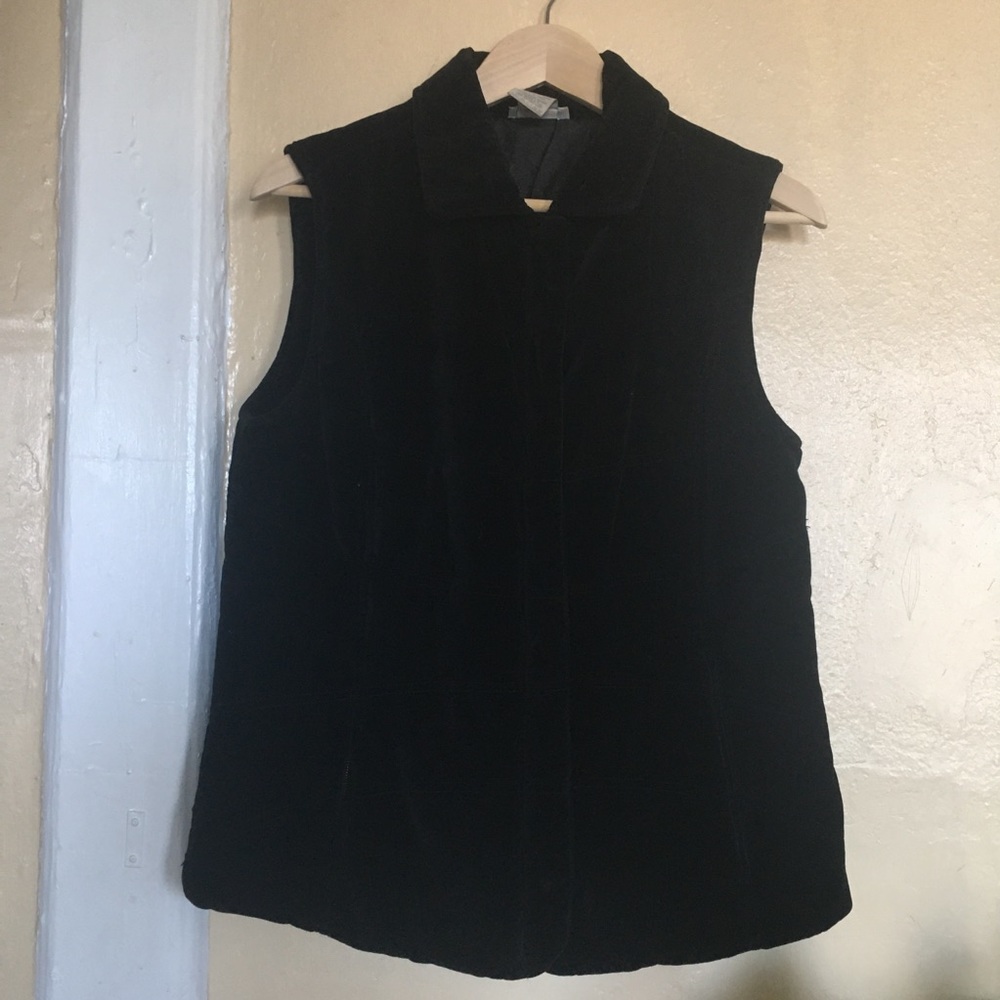 Black velvet puffer vest